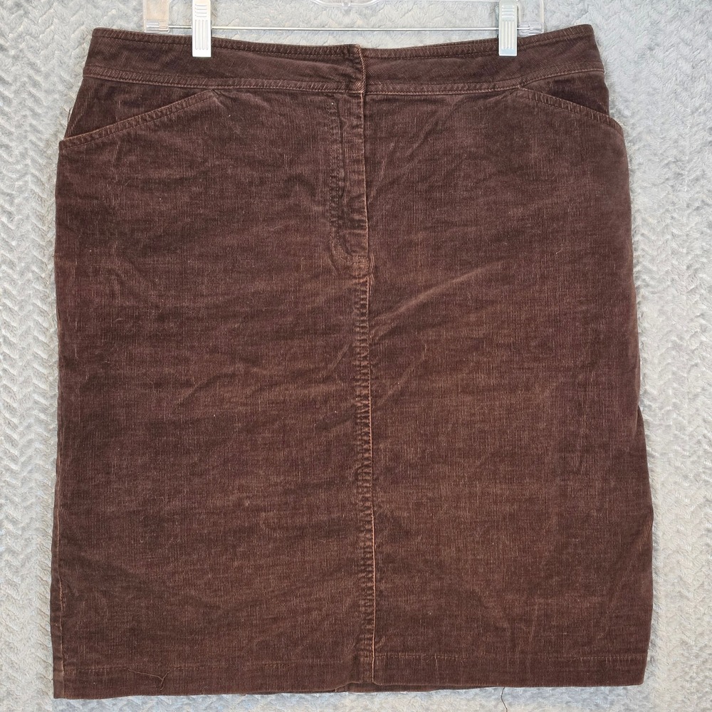 J.Crew Women Brown Corduroy Pencil Skirt Size 12 Cotton Stretch Knee Length 1710